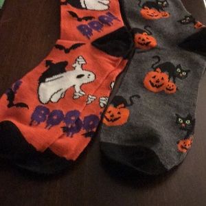 Halloween Socks - Cute Socks for Halloween- set of 2 orange, black, grey